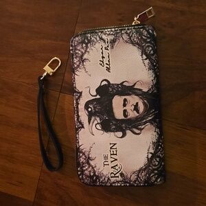 Edgar Allan Poe The Raven Wristlet Wallet - Black and White